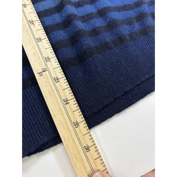 C by Bloomingdales Cashmere Sweater Cream Blue Stripe Large Pullover Dip Dye - Picture 6 of 8